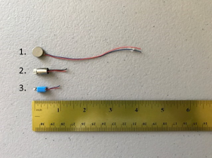 This image shows several vibration motors that were used during our BrushBot testing phase.