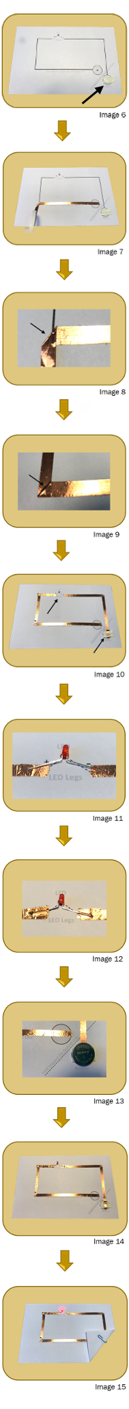 A Column of Images That Shows Our Step by Step Guide to Building a Simple Paper Circuit