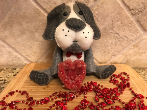 Borax Valentine Heart Geode Crystals with Puppy