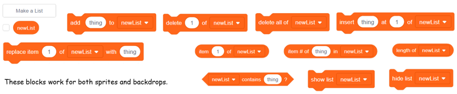 Scratch Programming Lists Block Examples