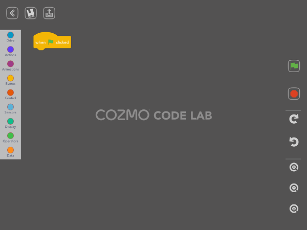 Constructor Mode screen of Anki's Cozmo Robot App