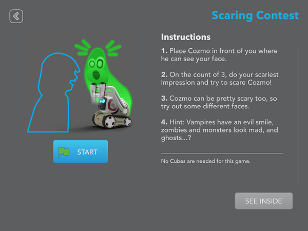 Challenge screen of Anki's Cozmo Robot App