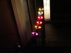Halloween LED Throwies Porch Railing Art