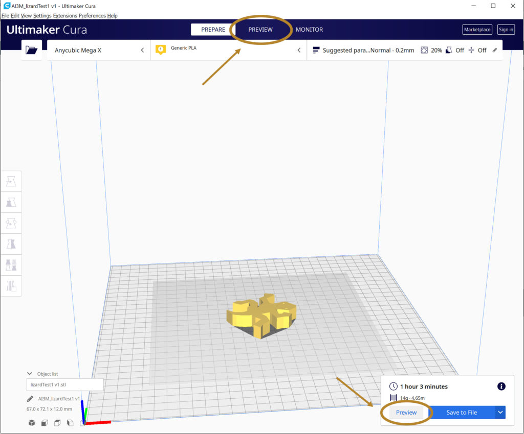 How to access Ultimaker Cura's preview stage