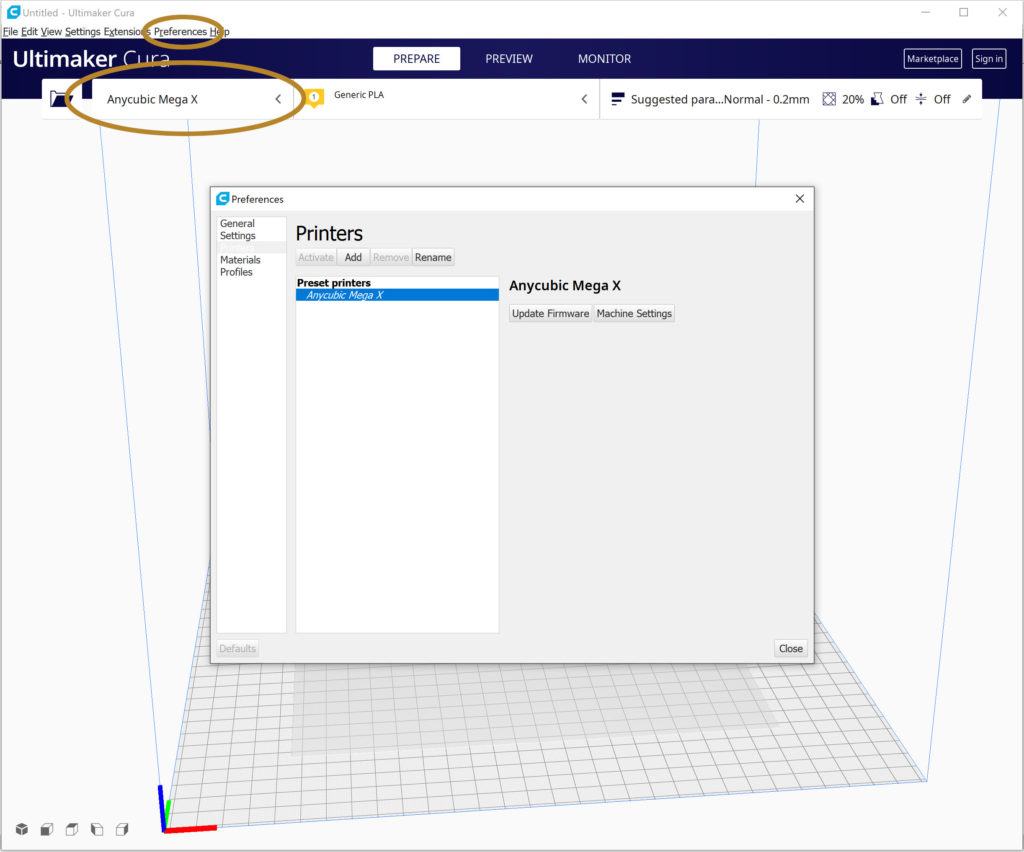 Printer configuration location in Ultimaker Cura